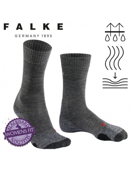 Falke TK2 Women - Calcetines cortos de trekking para mujer (Asphalt mel) - Falken