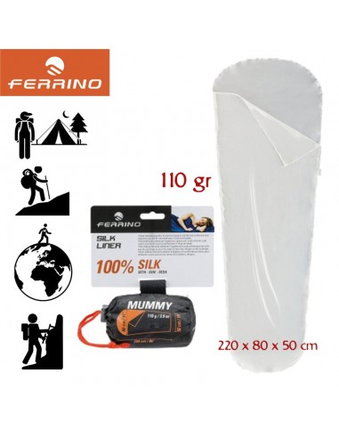 silk liner mummy (white) - saco de dormir interior - ferrino