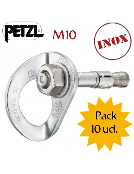 pack coeur bolt stainless 10 mm - plaquetas con tornillo inoxidable - petzl