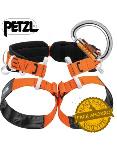 pack arnés aven + omni triact lock - arnés espeleo y mosquetón ventral - petzl