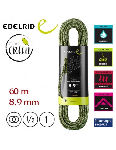 swift protect pro dry 8,9 mm - cuerda triple homologación con tratamiento 60 m - edelrid
