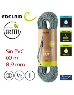 swift eco dry 8,9 mm - cuerda sin pvc de triple certificación 60 m - edelrid
