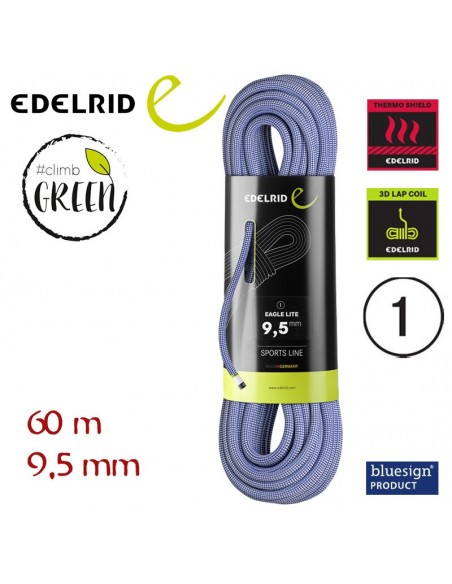 eagle lite 9,5 mm - cuerda simple 60 m (polar) - edelrid