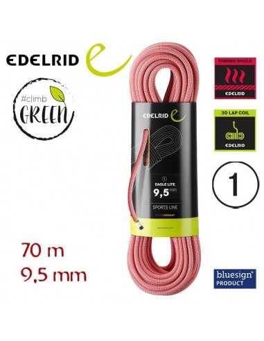 eagle lite 9,5 mm - cuerda simple 70 m (red) - edelrid