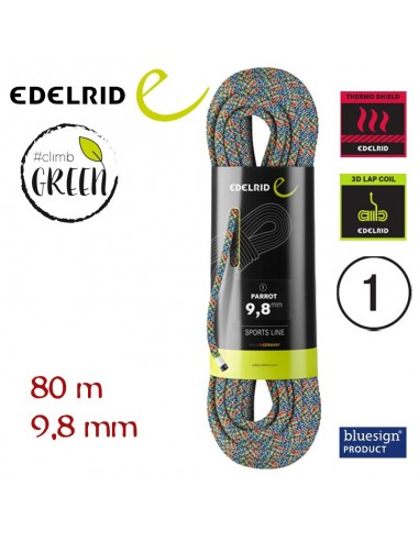 parrot 9,8 mm - cuerda simple de producción sostenible 80 m - edelrid