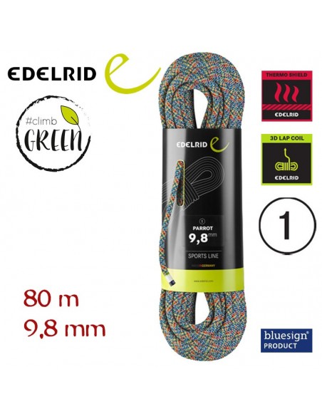 parrot 9,8 mm - cuerda simple de producción sostenible 80 m - edelrid