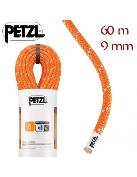 push 9 mm (60m) naranja - cuerda semiestática para barrancos y espelo - petzl