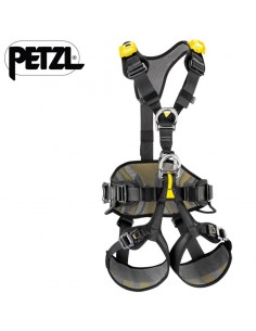 avao bod fast (negro/amarillo) - arnés confortable anticaídas para sujeción y suspensión - petzl
