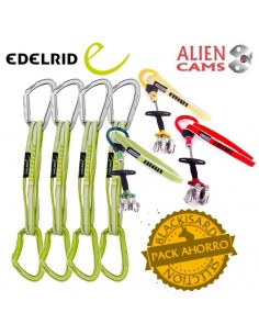 pack 3 alien cam (semáforo) con 4 cintas extensibles mission set - alien cam / edelrid