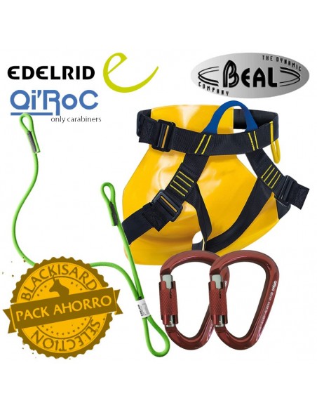 pack arnés barraco + cabo anclaje con mosquetones  - beal/edelrid/qi'roc