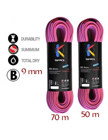pack iris 50 9 mm + iris 70m 9 mm - cuerda barrancos - korda's