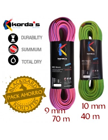 pack iris 40 m 10 mm + iris 70m 9 mm - cuerda barrancos - korda's