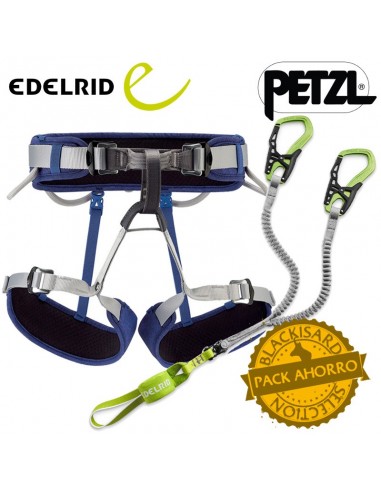 pack corax (azul) + cable comfort vi - pack ferrata - petzl/edelrid