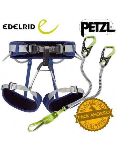 pack corax (azul) + cable comfort vi - pack ferrata - petzl/edelrid