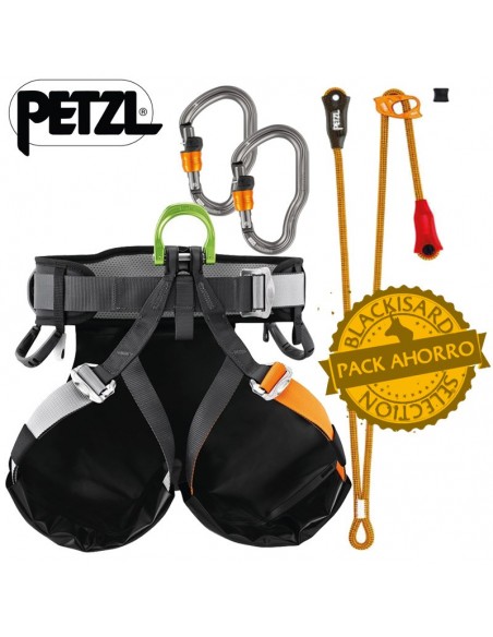 pack dual canyon guide + arnés canyon guide barranquismo + 2 mosquetón vertigo - petzl