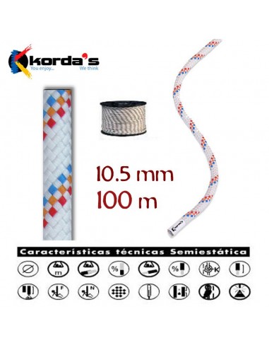 lluisa 10,5mm blanca (bobina 100m) - cuerda semiestática con estability - korda's