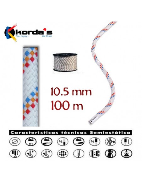 lluisa 10,5mm blanca (bobina 100m) - cuerda semiestática con estability - korda's