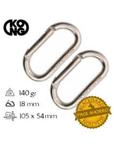pack 2 oval steel recto - mosquetón de acero recto - kong