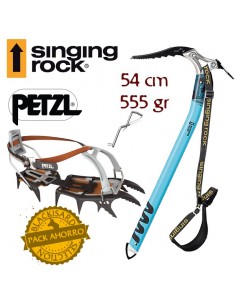 pack crampones sarken + piolet edge pala - petzl / singing rock