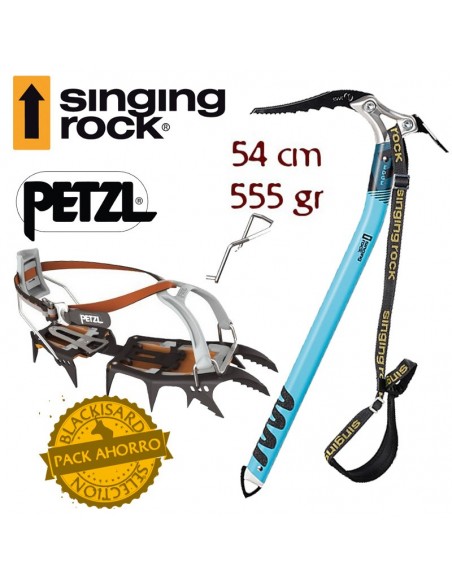 pack crampones sarken + piolet edge pala - petzl / singing rock