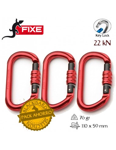 pack 3 tucana - mosquetón simétrico rosca hexagonal - fixe