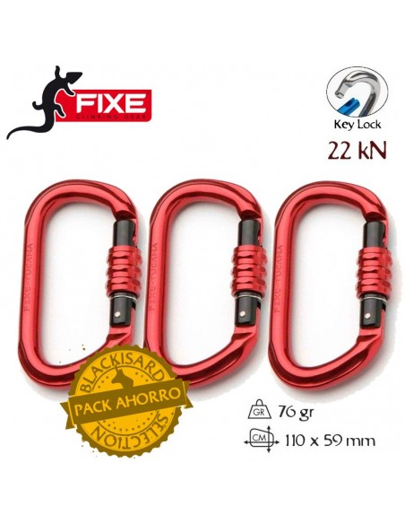 pack 3 tucana - mosquetón simétrico rosca hexagonal - fixe