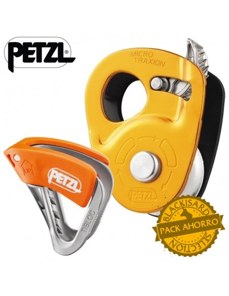 pack micro traxion + bloqueador tibloc 2 - petzl