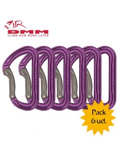 pack 6 shadow bent gate purple/titanium - mosquetones gatillo curvo - dmm