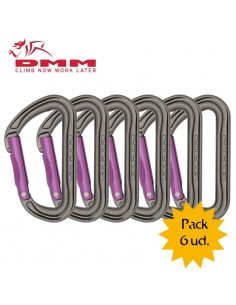 pack 6 shadow straight gate titanium/purple - mosquetones gatillo curvo - dmm