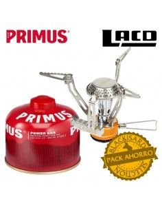 pack gas stove tirich mir with piezo + bombona de gas 230 gr - lacd/primus