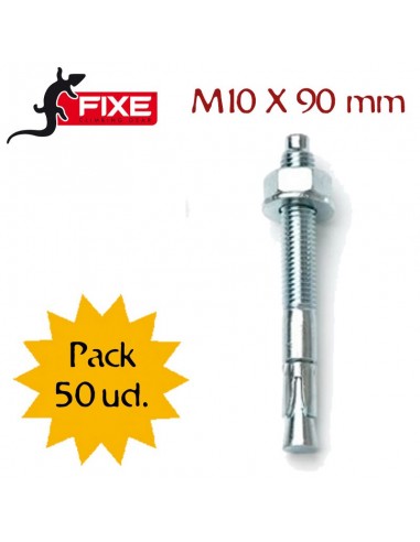 pack 50 tornillos expansión zincado m10 x 90mm - fixe