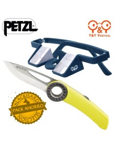 pack gafas de asegurar plasfun first (dark blue) + navaja spatha (amarilla) - y&y/petzl
