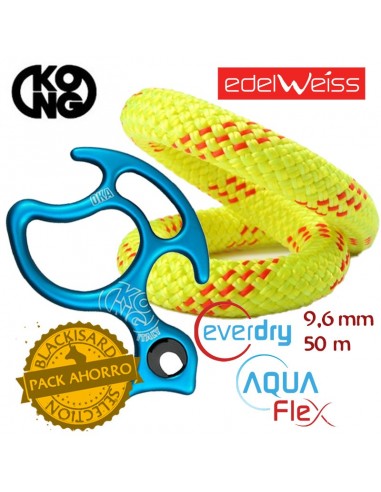 pack oka + cuerda canyon 9,6 mm aquaflex everdry (amarilla) - kong/edelweiss