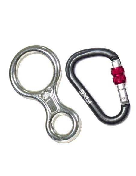 pack descensor 8 classic de kong (plata) + mosquetón hms lotus rosca de fixe