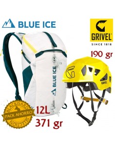 pack mochila reach 12 l (white) + casco stealth (yellow) - blue ice / grivel