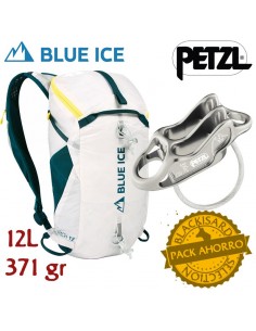 pack mochila reach 12l (white) + reverso - blue ice/petzl