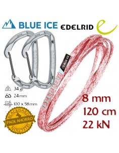 pack cinta extensible 120 cm - mission light sling + 2 mosquetones pure wire - blue ice/edelrid