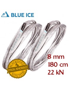 pack 2 mission light sling 180 cm (white/grey) - anillo tubular dyneema 8 mm - blue ice