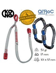 pack y aro speleo 30/50 cm + 2 mosquetones urano rosca - kong/qi'rock