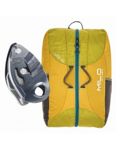 pack grigri + bolsa/mochila portamaterial koox 40 l (lime/blue) - petzl/milo 2