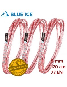pack 3 mission light sling 120 cm (white/red) - anillo tubular dyneema 8 mm - blue ice