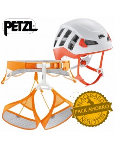 pack arnés sitta + casco meteor (naranja) - petzl