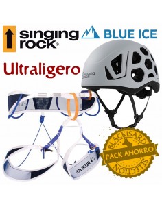 pack choucas pro + casco hex white - blue ice/singing rock