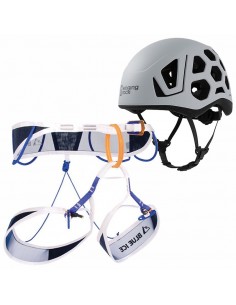 pack choucas pro + casco hex white - blue ice/singing rock 2