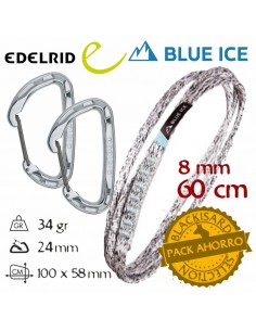cinta extensible 60 cm con mosquetones pure wire - blue ice / edelrid