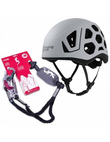 pack casco hex (white) + disipador ferratum - singing rock / fixe