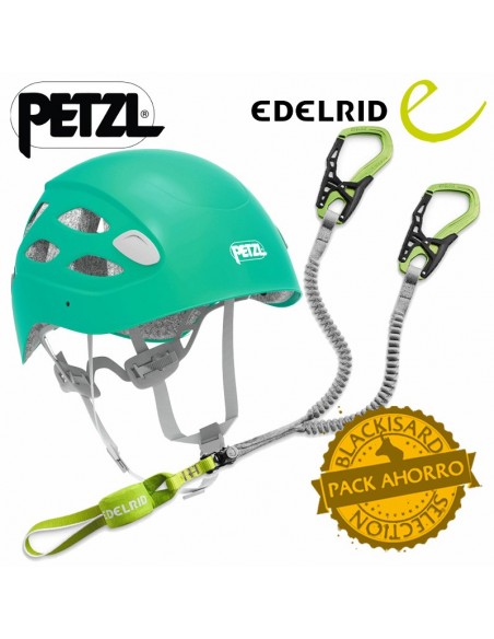 pack casco borea turquesa + disipador cable comfort - petzl / edelrid