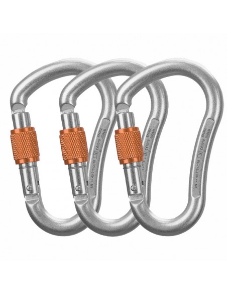 pack 3 magnum steel s - mosquetón de rosca de acero - rock empire