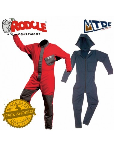 pack cueto (rojo-gris) + butron - pack monos exterior e interior para espeleología - rodcle/mtde