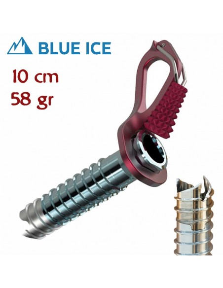 aero lite 10 cm (red) - tornillo de hielo ultraligero con manivela - blue ice